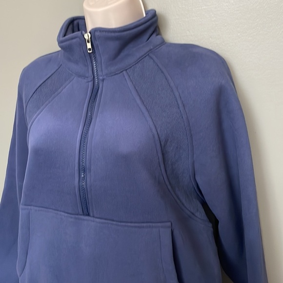 Navy Blue Half Zip Crop Pullover - Picture 6 of 11